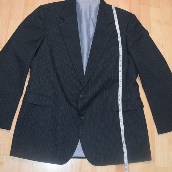 REED ST JAMES Men's Suit Jacket Coat 46L Pants Sz 36 x 30 Gray Pin-Stripe - Picture 15 of 16